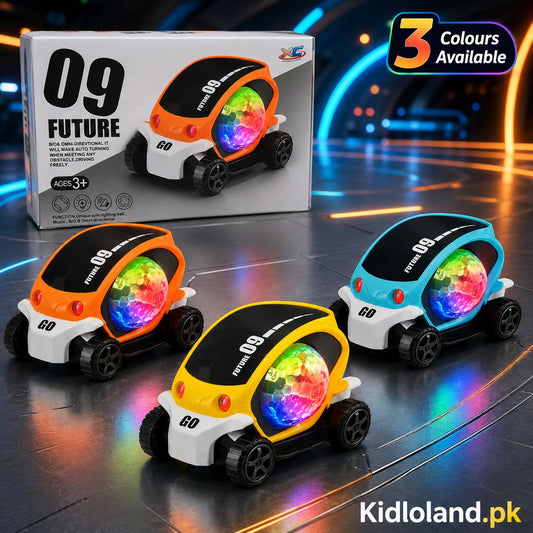 Future 09 Bump & Go Musical Car with Spinning Lights – Assorted Colours