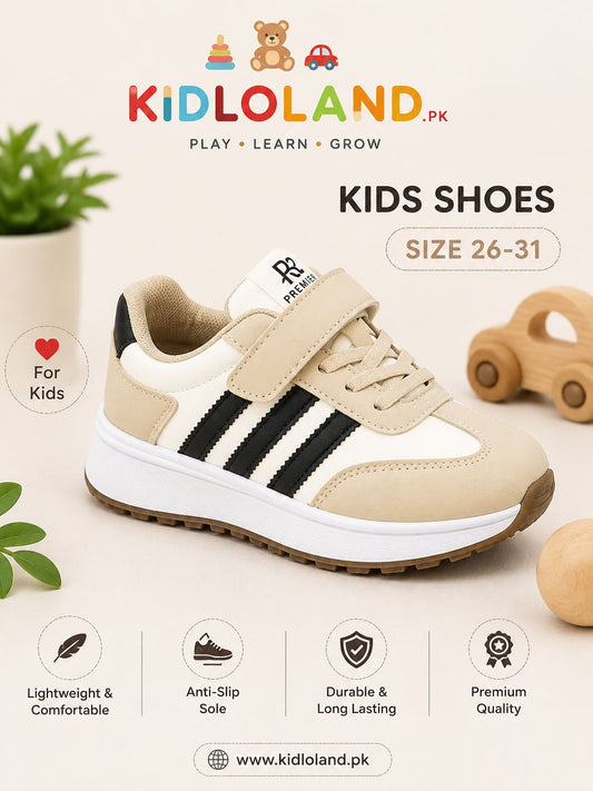 Kids’ Classic Striped Velcro Sneakers – Multiple Colours