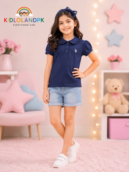 Imported Girls Premium Navy Polo Shirt