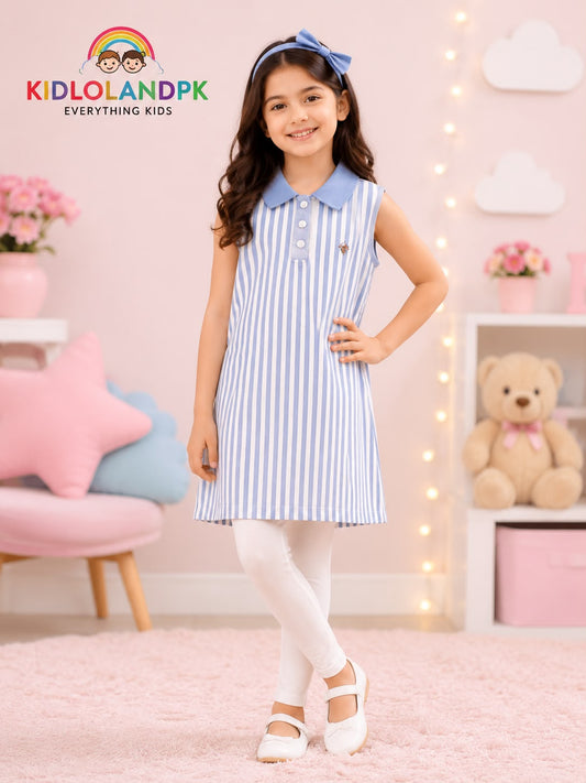 Girls Premium Sleeveless Striped Shirt
