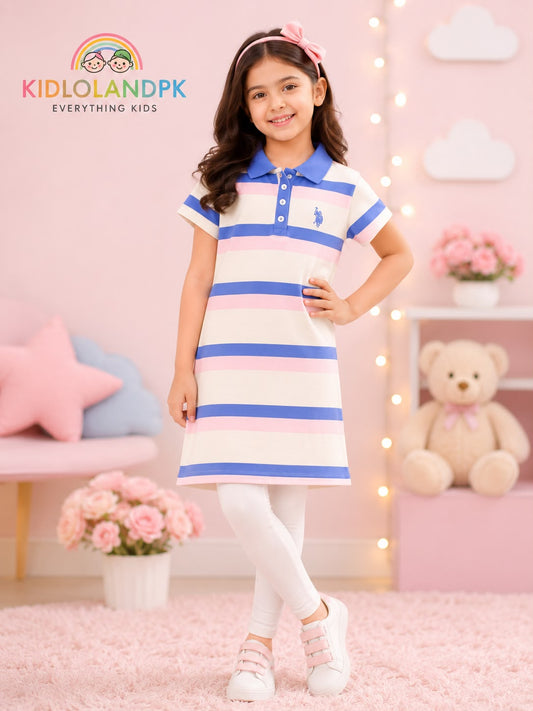 Imported Girls Premium Striped Polo Shirt