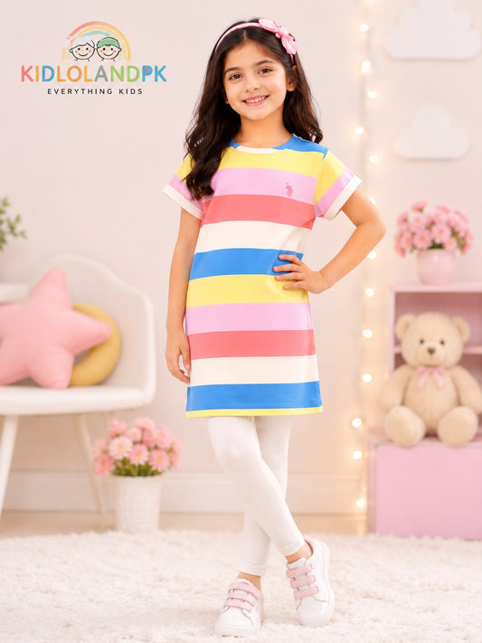 Imported Girls Premium Rainbow Striped Shirt