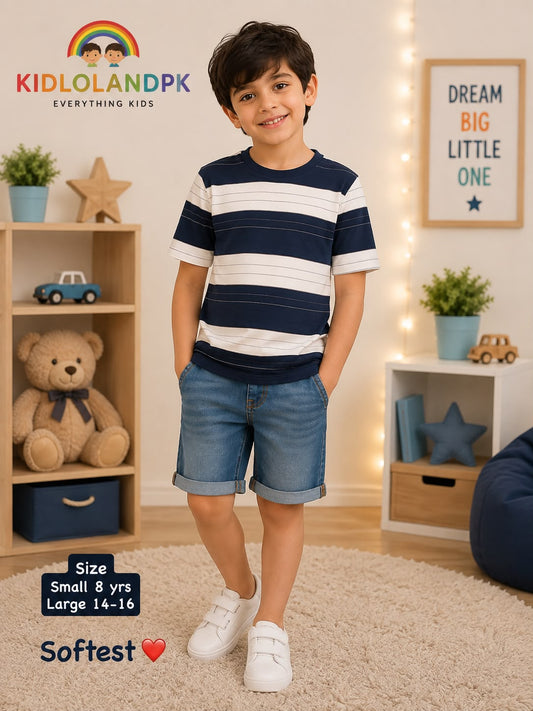 Imported Boys Premium Navy Striped T-Shirt