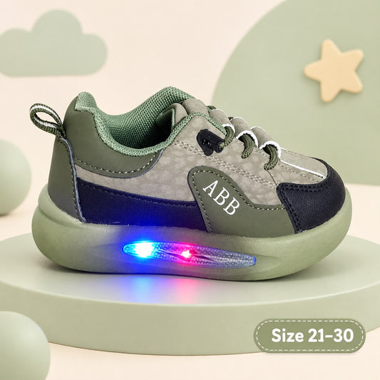 ABB light-up kids shoes in olive green