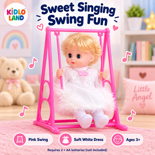 Baby Angel swing doll feature image with pink swing and white dress