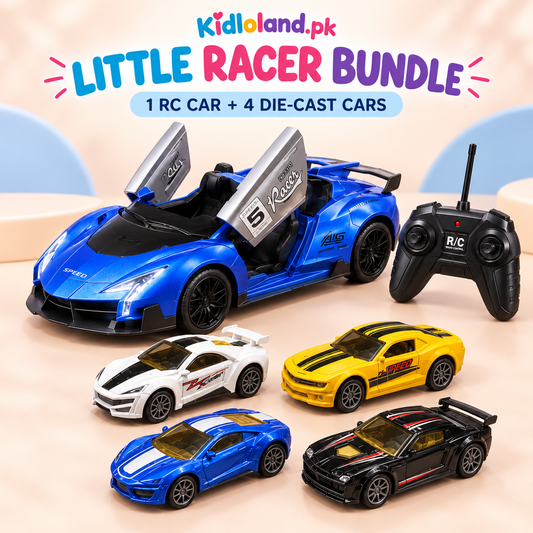 Little Racer Bundle – 1 RC Sports Car + 4 Die-Cast Cars – both included products shown together