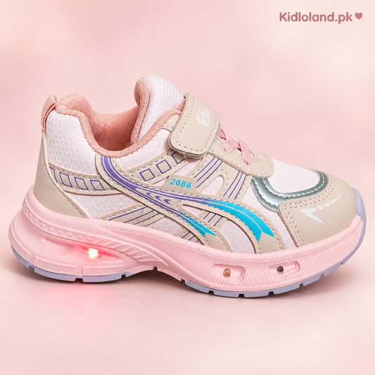 2088 kids light-up shoes in pink and cream
