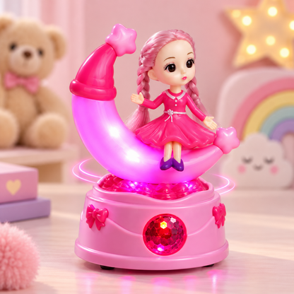 Moon Rotating Musical Doll showing lights and rotation