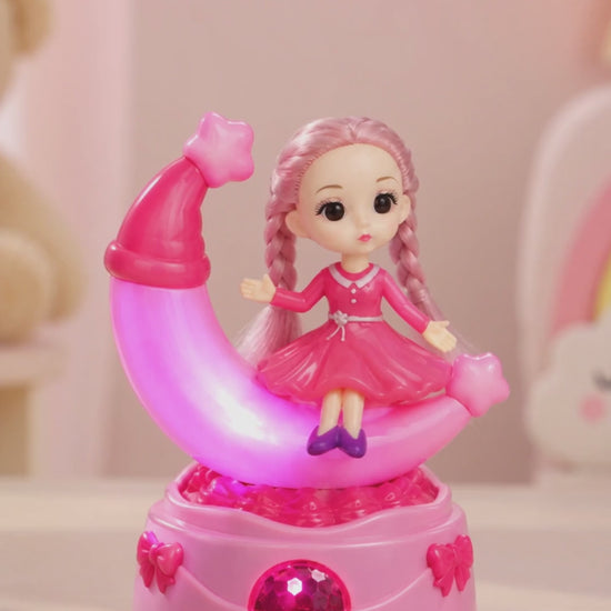 Moon Rotating Musical Doll showing lights and rotation