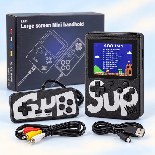 SUP 400-in-1 Handheld Game Console with Controller – Black